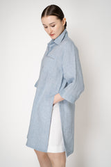 Peserico 3/4 Sleeve Shirtdress Tunic in Blue Vancouver. Shop Online or in Store.