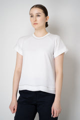 Peserico A-line Cotton Short Sleeve T-Shirt with Layered Chiffon Exterior in White Vancouver. Shop Online or in Store.