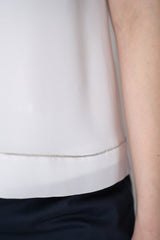 Peserico A-line Cotton Short Sleeve T-Shirt with Layered Chiffon Exterior in White Vancouver. Shop Online or in Store.