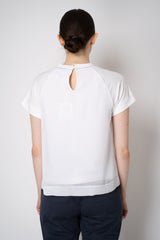 Peserico A-line Cotton Short Sleeve T-Shirt with Layered Chiffon Exterior in White Vancouver. Shop Online or in Store.