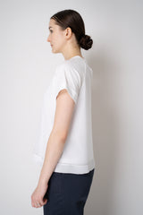 Peserico A-line Cotton Short Sleeve T-Shirt with Layered Chiffon Exterior in White Vancouver. Shop Online or in Store.