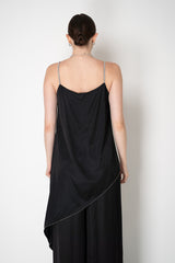 Peserico Asymmetric Hem Satin Camisole with Filo Diamante Straps in Black Vancouver. Shop Online or in Store.
