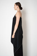 Peserico Asymmetric Hem Satin Camisole with Filo Diamante Straps in Black Vancouver. Shop Online or in Store.
