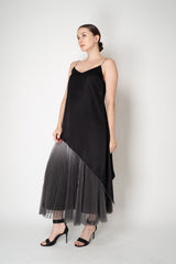 Peserico Asymmetric Hem Satin Camisole with Filo Diamante Straps in Black Vancouver. Shop Online or in Store.