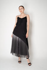 Peserico Asymmetric Hem Satin Camisole with Filo Diamante Straps in Black Vancouver. Shop Online or in Store.