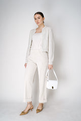 Peserico Cashmere Blend Sparkly Cardigan with All Over Sequin Details in Off-White Vancouver. Shop Online or in Store.