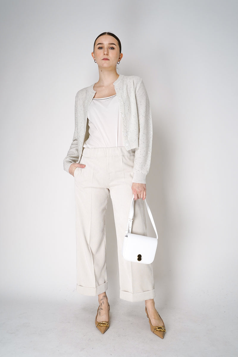 Peserico Cashmere Blend Sparkly Cardigan with All Over Sequin Details in Off-White Vancouver. Shop Online or in Store.