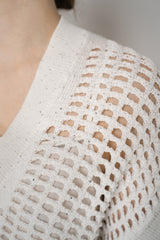 Peserico Cotton Blend Knitted Net Poncho Cardigan with Sequin Details in White Vancouver. Shop Online or in Store.