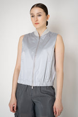 Peserico Cotton Blend Metallic Vest in Silver Blue Vancouver. Shop Online or in Store.