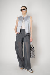 Peserico Cotton Blend Metallic Vest in Silver Blue Vancouver. Shop Online or in Store.