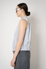 Peserico Cotton Blend Metallic Vest in Silver Blue Vancouver. Shop Online or in Store.