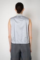 Peserico Cotton Blend Metallic Vest in Silver Blue Vancouver. Shop Online or in Store.