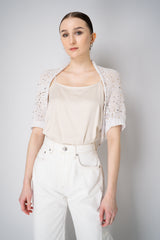 Peserico Cotton Knit Bolero Shrug with Sequins in White Vancouver. Shop Online or in Store.