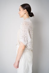 Peserico Cotton Knit Bolero Shrug with Sequins in White Vancouver. Shop Online or in Store.