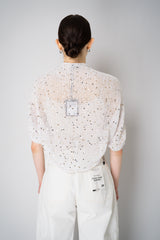 Peserico Cotton Knit Bolero Shrug with Sequins in White Vancouver. Shop Online or in Store.