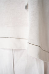Peserico Cotton Linen Knit T-Shirt with Tie Neckline in White Vancouver. Shop Online or in Store.