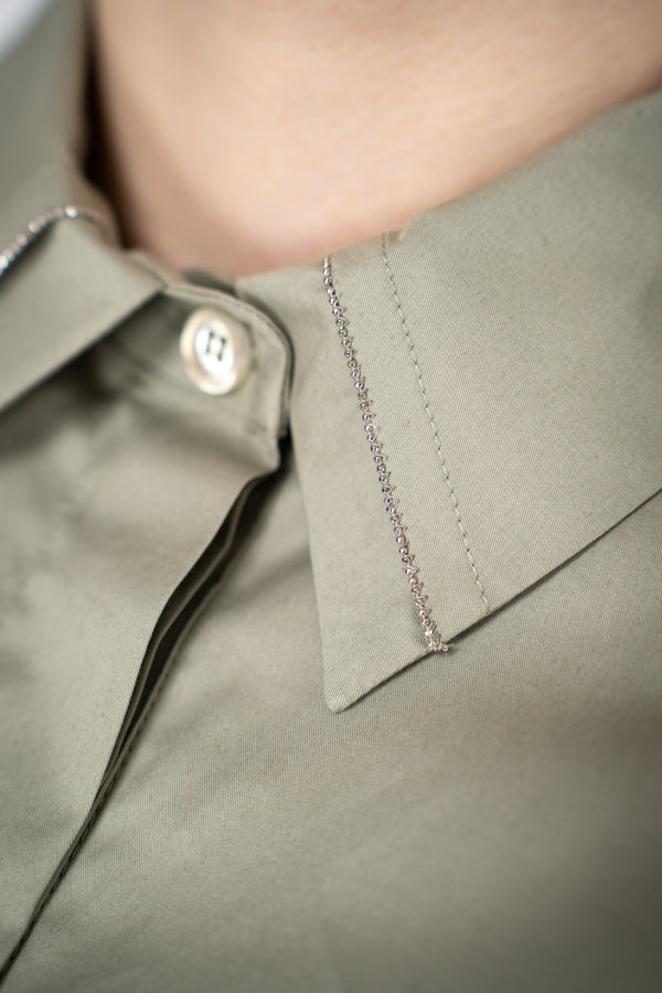 Peserico Cotton Poplin Shirt Dress in Sage Green Vancouver. Shop Online or in Store