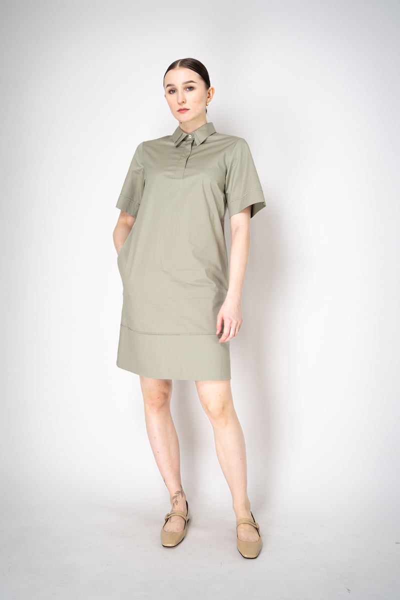 Peserico Cotton Poplin Shirt Dress in Sage Green Vancouver. Shop Online or in Store