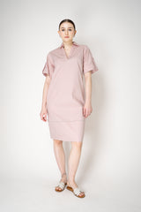 Peserico Cotton Poplin V-neck Short Sleeve Shirt Dress in Pink Vancouver. Shop Online or in Store.