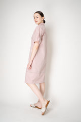 Peserico Cotton Poplin V-neck Short Sleeve Shirt Dress in Pink Vancouver. Shop Online or in Store.