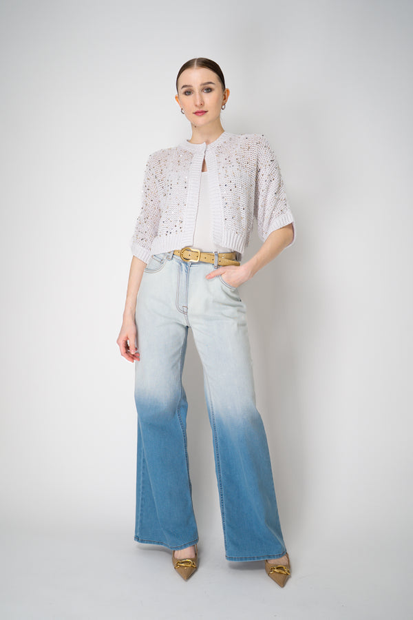 Peserico Cotton Ribbon Cardigan With Maxi Sequins in White Vancouver. Shop Online or in Store.