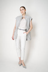 Peserico Cotton Tapered Leg Trousers in White Vancouver. Shop Online or in Store.