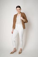Peserico Cotton Tapered Leg Trousers in White Vancouver. Shop Online or in Store.