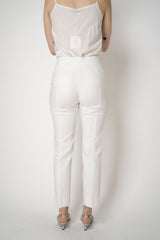Peserico Cotton Tapered Leg Trousers in White Vancouver. Shop Online or in Store.