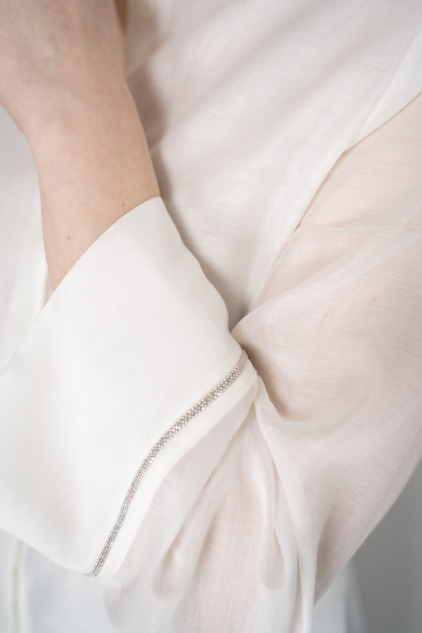 Peserico Cotton Voile Button-Up Blouse in White Vancouver. Shop Online or in Store