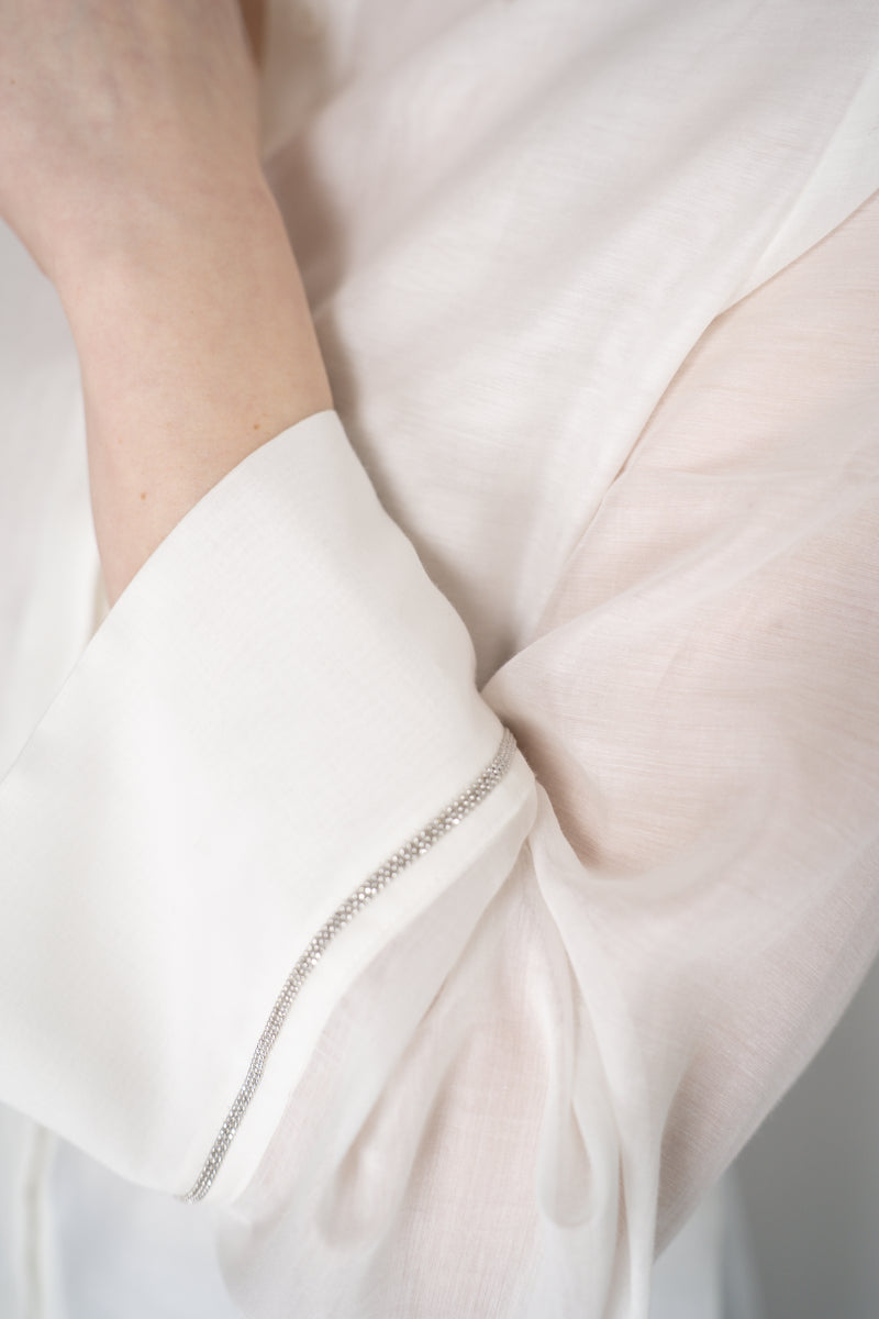 Peserico Cotton Voile Button-Up Blouse in White Vancouver. Shop Online or in Store