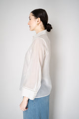 Peserico Cotton Voile Button-Up Blouse in White Vancouver. Shop Online or in Store