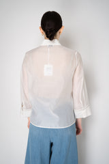 Peserico Cotton Voile Button-Up Blouse in White Vancouver. Shop Online or in Store