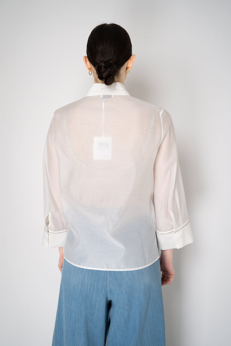 Peserico Cotton Voile Button-Up Blouse in White Vancouver. Shop Online or in Store