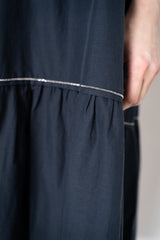 Peserico Cotton Voile Tiered Dress with Brilliant Beading details in Navy Vancouver. Shop Online or in Store.