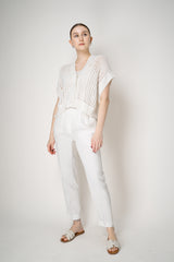 Peserico Crepe Pull-On Style Trousers with Brilliant Beading Details Down the Leg in White Vancouver. Shop Online or in Store.