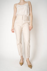 Peserico Cropped Cotton Tapered Trousers in Rose Beige Vancouver. Shop Online or in Store.