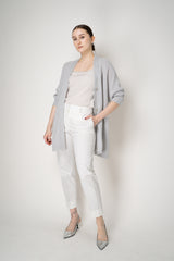 Peserico Cropped Cotton Tapered Trousers with Brilliant Details Down the Leg in White Vancouver. Shop Online or in Store.