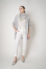 Peserico Cropped Cotton Tapered Trousers with Brilliant Details Down the Leg in White Vancouver. Shop Online or in Store.