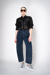Peserico Cropped Lightweight Cotton Voile Blouse in Black Vancouver. Shop Online or in Store.