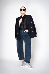Peserico Cropped Lightweight Cotton Voile Blouse in Black Vancouver. Shop Online or in Store.