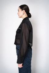 Peserico Cropped Lightweight Cotton Voile Blouse in Black Vancouver. Shop Online or in Store.