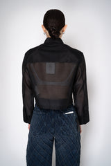 Peserico Cropped Lightweight Cotton Voile Blouse in Black Vancouver. Shop Online or in Store.