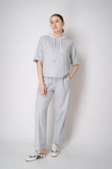 Peserico Dropped Shoulder Cotton Hooded Pullover in Grey Melange Vancouver. Shop Online or in Store.