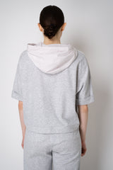 Peserico Dropped Shoulder Cotton Hooded Pullover in Grey Melange Vancouver. Shop Online or in Store.