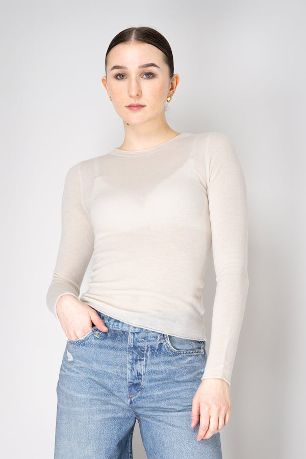 Peserico Extra Fine Merino Wool Pullover with Subtle Sequins in Off-White Vancouver. Shop Online or in Store