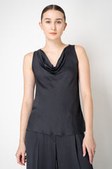 Peserico Fluid Crepe Cowl Neck Sleeveless Top in Anthracite