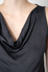 Peserico Fluid Crepe Cowl Neck Sleeveless Top in Anthracite