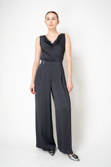 Peserico Fluid Crepe Pleated Suiting Trousers in Anthracite