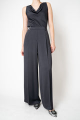 Peserico Fluid Crepe Pleated Suiting Trousers in Anthracite