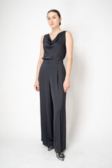 Peserico Fluid Crepe Pleated Suiting Trousers in Anthracite